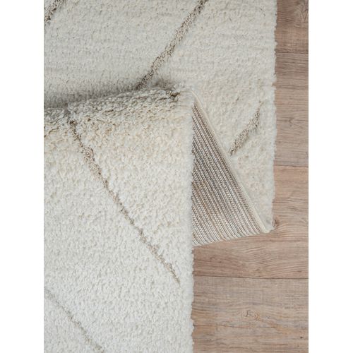 Tapis Bahar Shaggy Motif Triangle, Crème, 240x340 Cm