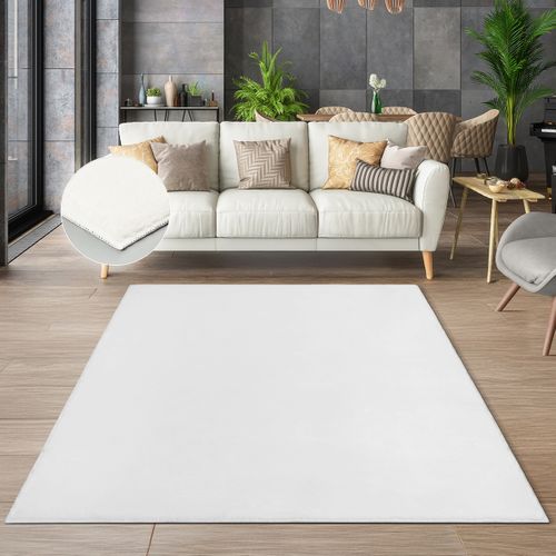 Tapis Cosy Moderne Fourrure Douillet Lavable, Blanc, 160x220 Cm