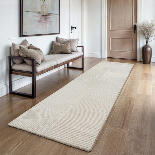Tapis Everest Moderne Effet Haut-bas 3d - Beige - 80x300 Cm