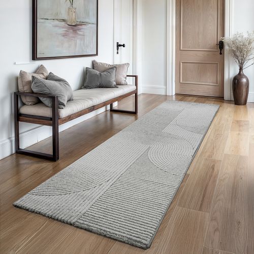 Tapis Everest Moderne Effet Haut-bas 3d - Gris - 80x300 Cm