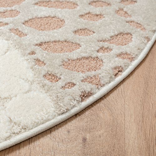 Tapis Jungle Kids Chambre Enfant 3d Résistant - Crème - 120 Cm Ronde