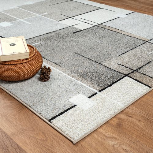 Tapis Pearl Moderne Salon Découpe Contour, Beige, 140x200 Cm