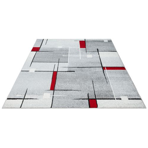 Tapis Pearl Moderne Salon Découpe Contour, Gris Rouge, 140x200 Cm