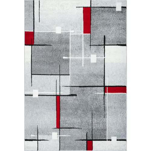 Tapis Pearl Moderne Salon Découpe Contour, Gris Rouge, 240x330 Cm
