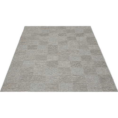 Tapis Calgary Tissé Plat Extérieur Design Moderne, Gris Beige, 120x160 Cm