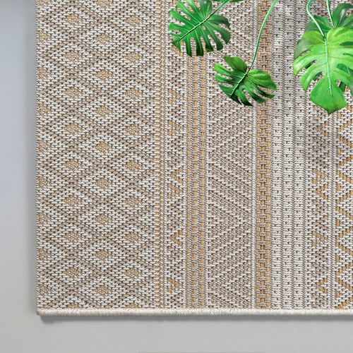Tapis Calgary Tissé Plat Extérieur Design Moderne, Beige Jaune, 240x340 Cm
