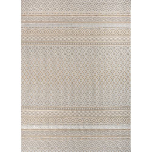 Tapis Calgary Tissé Plat Extérieur Design Moderne, Beige Jaune, 240x340 Cm