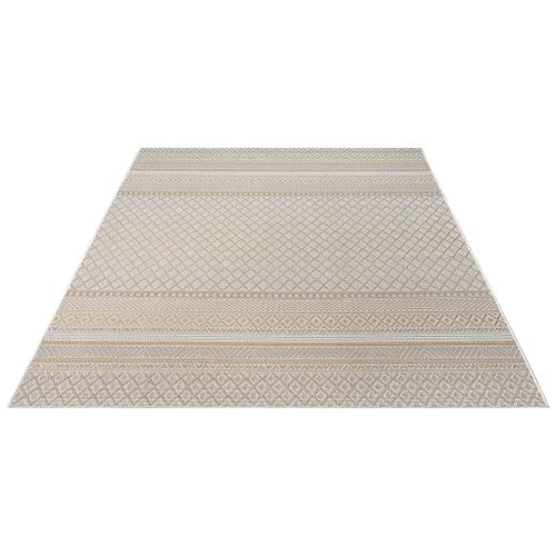 Tapis Calgary Tissé Plat Extérieur Design Moderne, Beige Jaune, 140x200 Cm