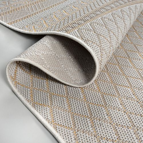 Tapis Calgary Tissé Plat Extérieur Design Moderne, Beige Jaune, 140x200 Cm