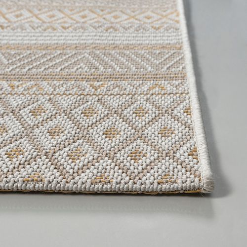 Tapis Calgary Tissé Plat Extérieur Design Moderne, Beige Jaune, 120x160 Cm