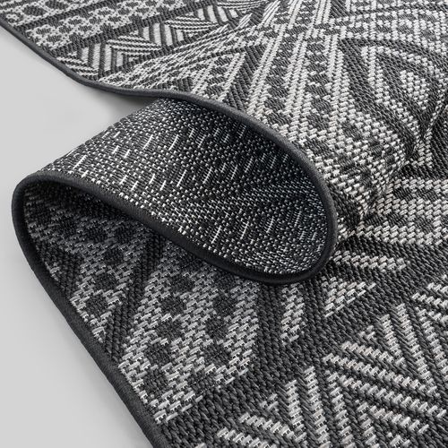Tapis Calgary Tissé Plat Extérieur Design Moderne, Anthracite, 240x340 Cm