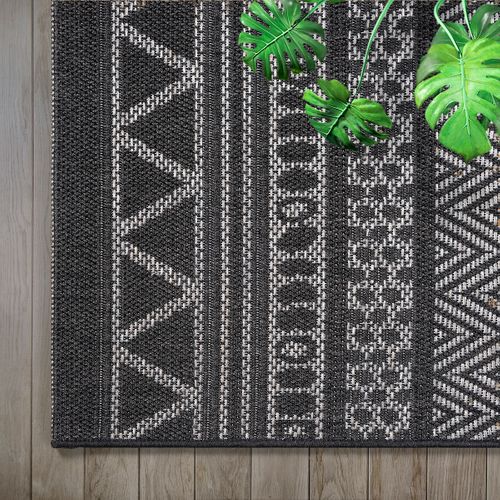 Tapis Calgary Tissé Plat Extérieur Design Moderne, Anthracite, 160x220 Cm