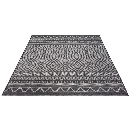 Tapis Calgary Tissé Plat Extérieur Design Moderne, Anthracite, 140x200 Cm