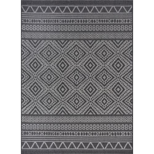 Tapis Calgary Tissé Plat Extérieur Design Moderne, Anthracite, 80x150 Cm