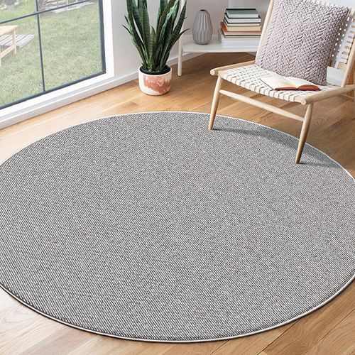 Tapis Natal Moderne Uni Anti-salissures, Gris, 133 Cm Rond
