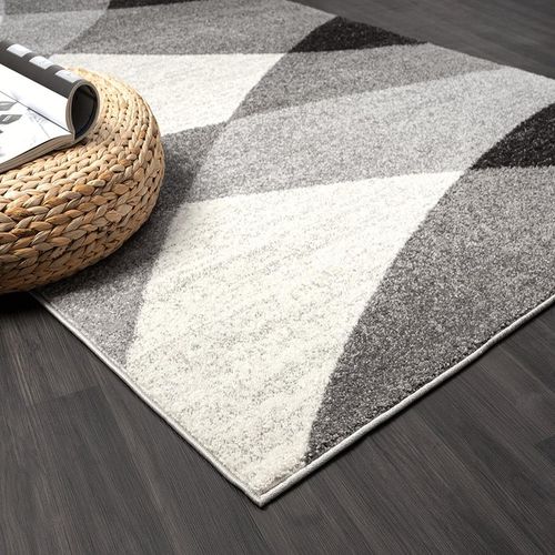 Tapis Pearl Moderne Salon Découpe Contour, Gris, 240x330 Cm