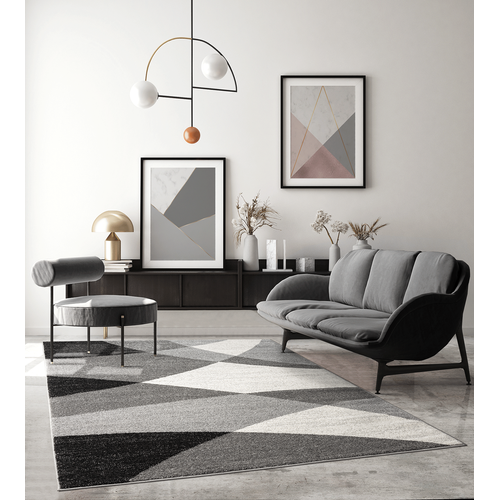 Tapis Pearl Moderne Salon Découpe Contour, Gris, 240x330 Cm