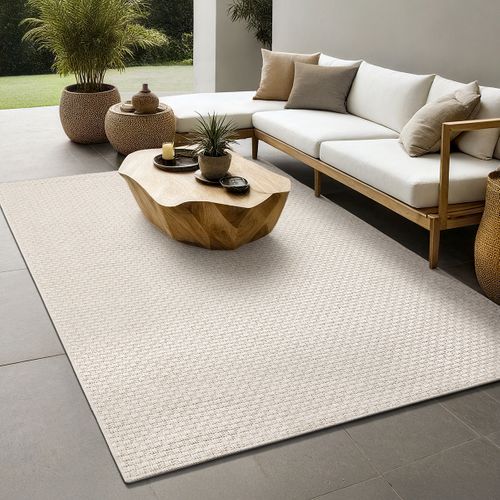 Tapis Maldives Extérieur Design Boho, Beige, 240x340 Cm