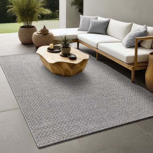 Tapis Maldives Extérieur Design Boho, Gris, 120x170 Cm