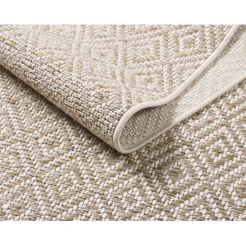 Tapis Maldives Extérieur Design Diamant Boho, Marron, 80x250 Cm