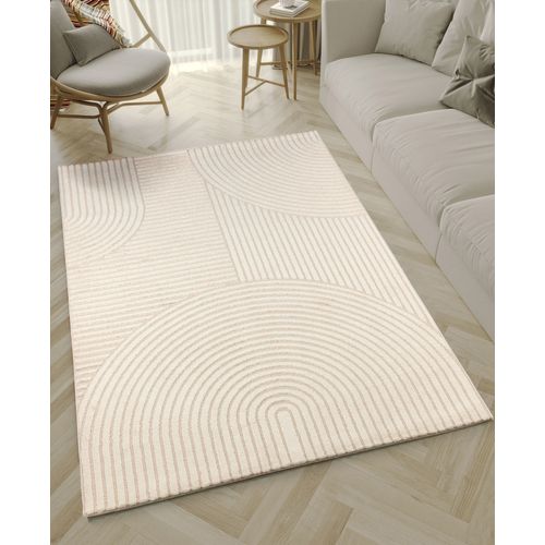 Tapis Everest Moderne Effet Haut-bas 3d - Beige - 140x200 Cm