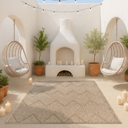 Tapis Kos Extérieur Moderne Losange, Nature, 120 X 160 Cm