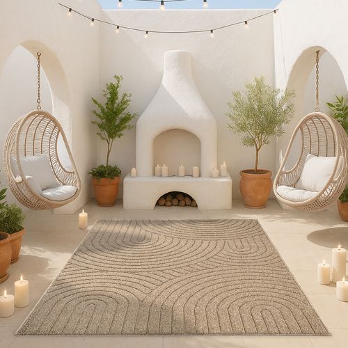 Tapis Kos Extérieur Moderne Arc, Nature, 80 X 150 Cm