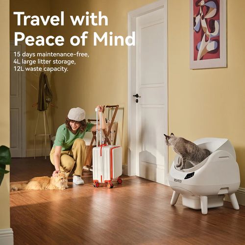 Litière Chat Autonettoyante 70l-bac à Litière Pour Chat-adapté à De Nombreux Types De Litière -app