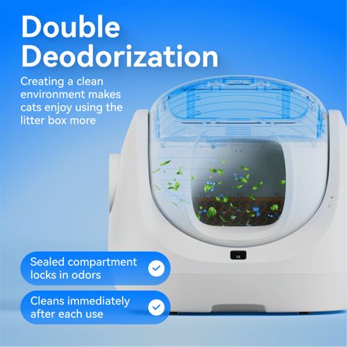 Baymax-lite Bac à Litière Autonettoyant, Anti-odeur, App, 4 Modes De Nettoyage,aux Chats 1,5-10kg