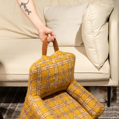 Canapé-lit Pour Animaux De Compagnie à Motif Pied-de-poule, Style Ouvert, Pour Chat/chien, Moelleux