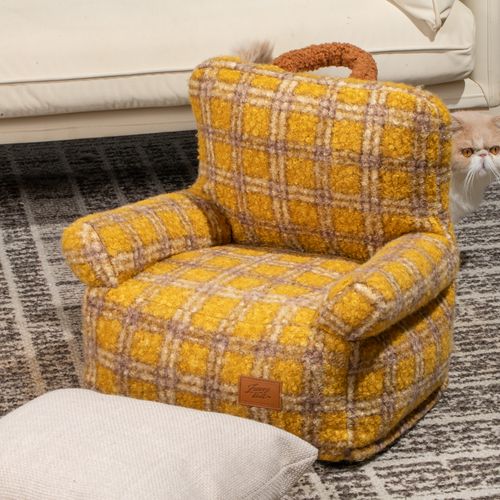 Canapé-lit Pour Animaux De Compagnie à Motif Pied-de-poule, Style Ouvert, Pour Chat/chien, Moelleux