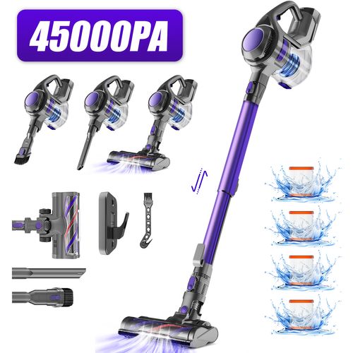 Aspirateur Balai 45KPA, Puissant 5en1, 50min D'autonomie, Batterie 6 X 2200 Mah, Capacité 1.3L
