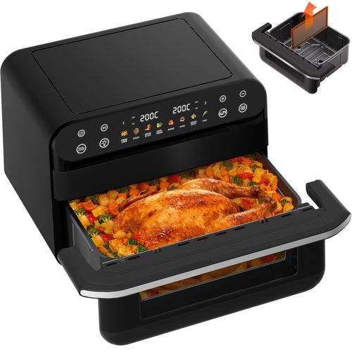 Friteuse à Air 10l Dual Easy Fry Grill Friteuse Sans Huile Capacité XXL Air Fryer Noir