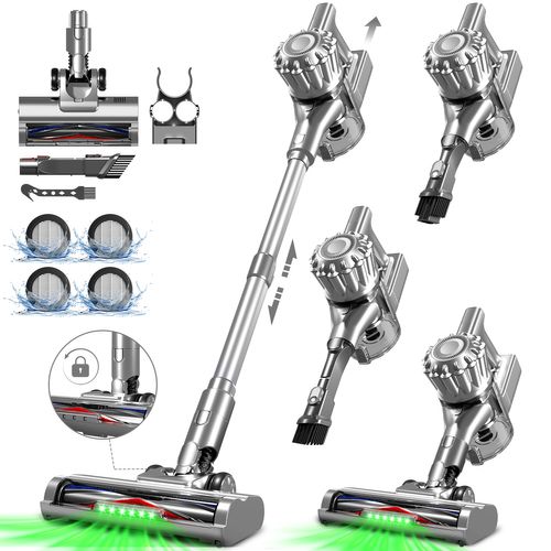 Aspirateur Balai Auto-portant Puissant Sans Fil 40kpa/1.6l/60 Min Max D'autonomie, Lumière Verte