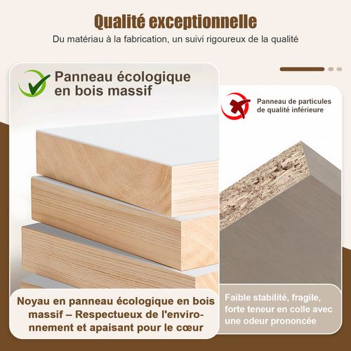 Commode 2x4 Tiroirs Bois Massif Commode Meuble De Rangement Pour Chambre Salon 40x120x98cm Blanche