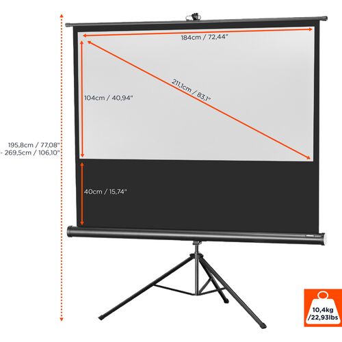 Ecran De Projection Sur Pied Celexon Economy 184 X 104 Cm
