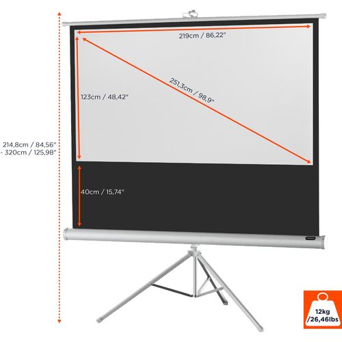 Ecran De Projection Sur Pied Celexon Economy 219 X 123 Cm - White Edition
