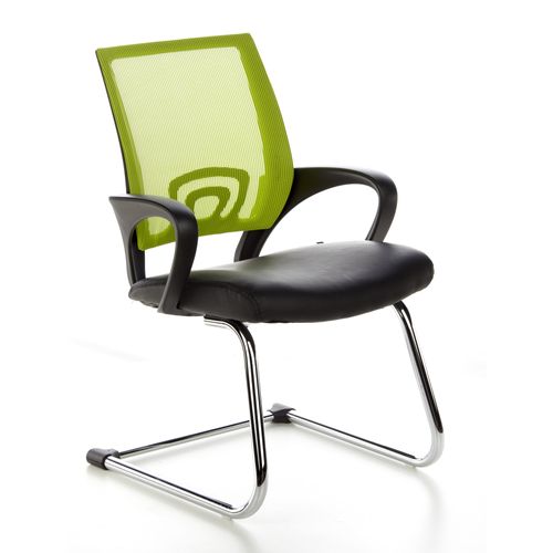 Chaises Cantilever Visto Net V Simili Cuir/tissu à Maille Noir/vert Accoudoirs Compris