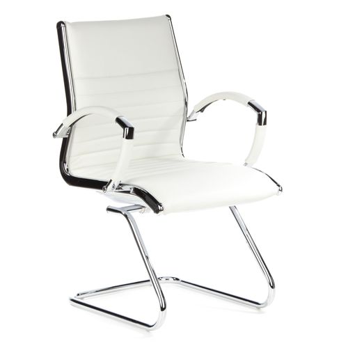Chaises Cantilever Parma V Cuir Blanc Crème Accoudoirs Compris