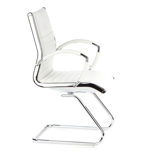 Chaises Cantilever Parma V Cuir Blanc Crème Accoudoirs Compris