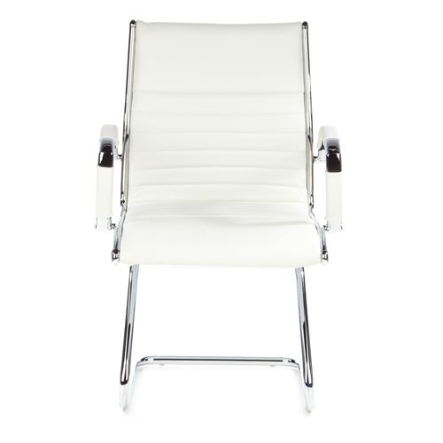 Chaises Cantilever Parma V Cuir Blanc Crème Accoudoirs Compris