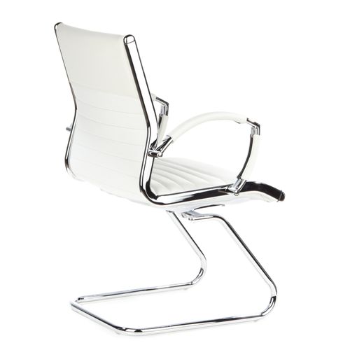 Chaises Cantilever Parma V Cuir Blanc Crème Accoudoirs Compris