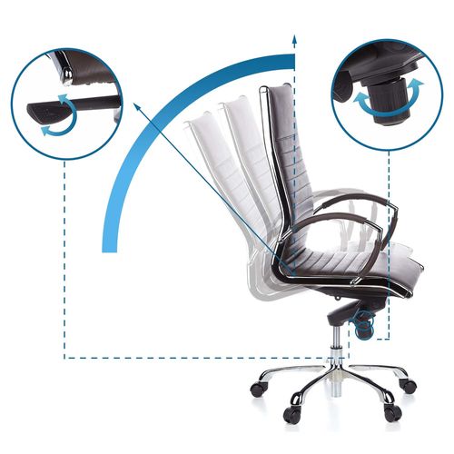 Fauteuil De Bureau Parma 20 Cuir Marron Accoudoirs Compris