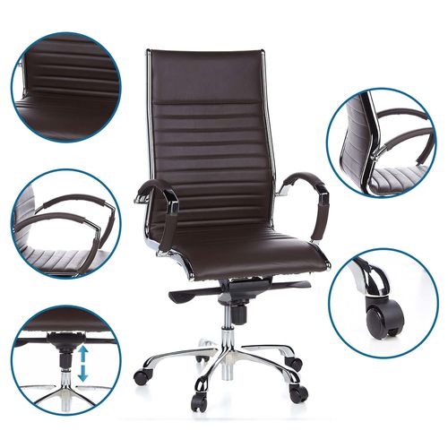 Fauteuil De Bureau Parma 20 Cuir Marron Accoudoirs Compris