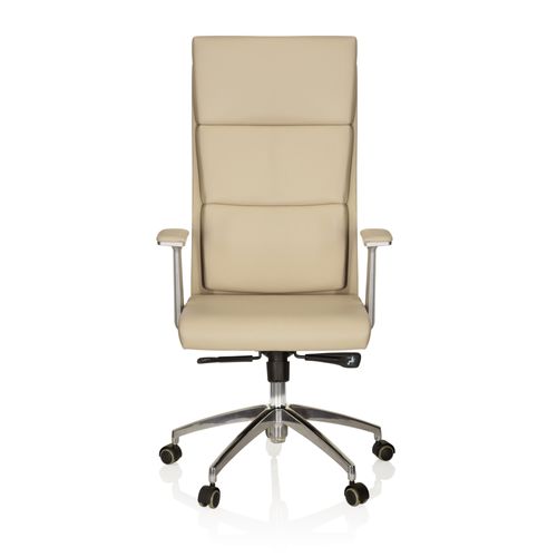 Fauteuil De Bureau Monza 20 Cuir Beige Accoudoirs Compris