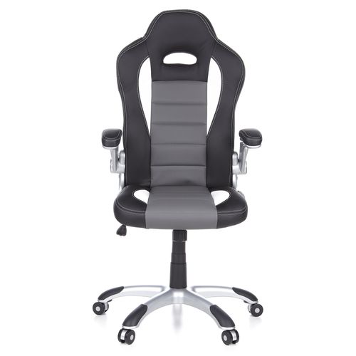Fauteuil Gamer Game Sport Simili Noir/blanc/gris Accoudoirs Fournis, Surface Toucher Doux
