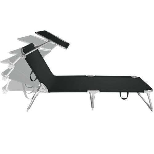Transat Pliable En Acier Dossier Réglable 4 Positions Anti Uv Noir