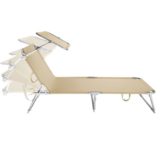 Lot De 2 Transats De Jardin Pliables Acier Réglable 4 Positions Beige