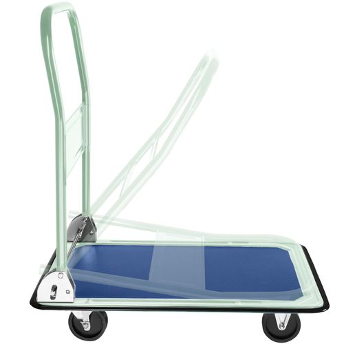 Chariot à Plateforme Poignée Pliable 2 Roues Pivotantes à Frein Et 2 Roues Fixes Blanc