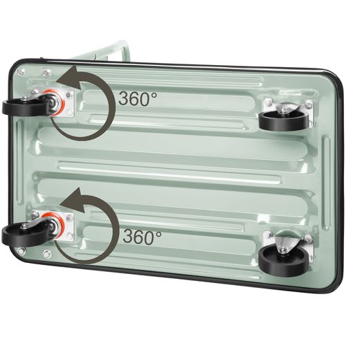 Chariot à Plateforme Poignée Pliable 2 Roues Pivotantes à Frein Et 2 Roues Fixes Blanc